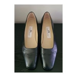 Etienne Aigner Sarah Black Leather Blocked Heel Pumps 8M